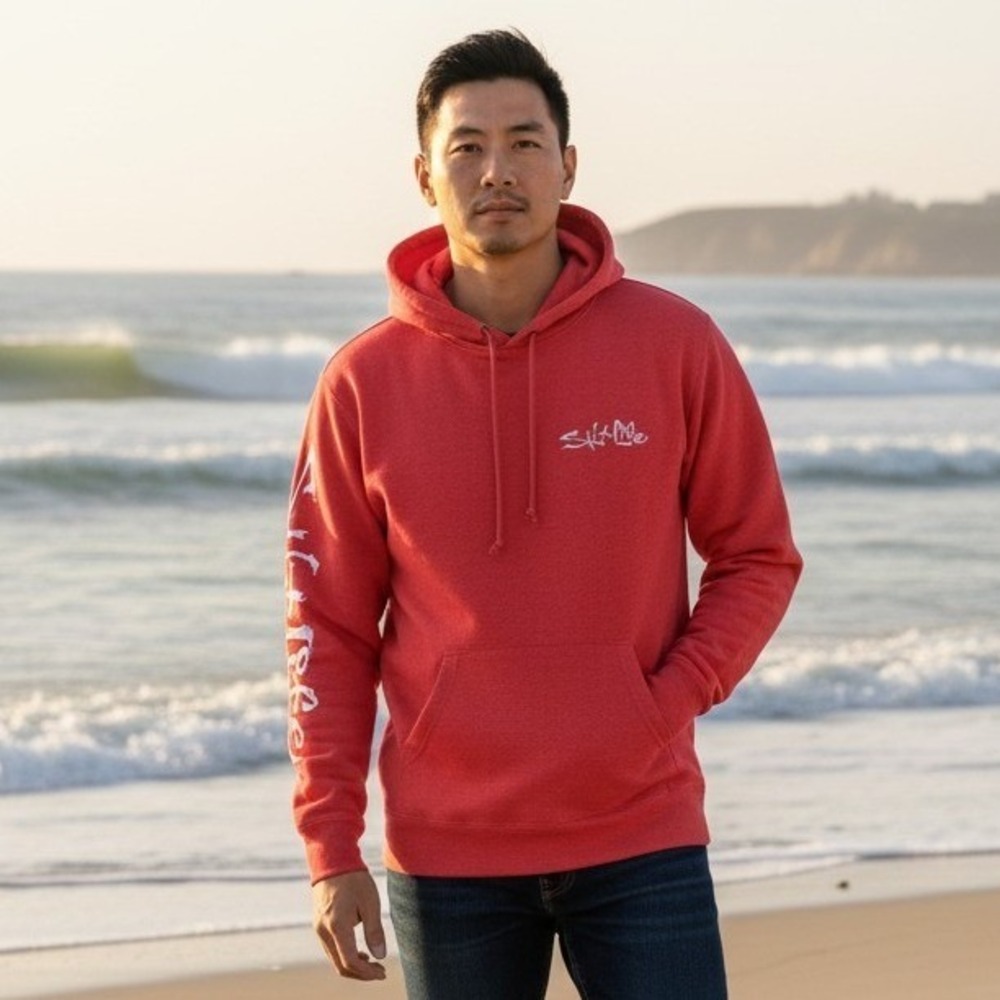 Salt Life Livin Salty Hoodie Mens Small Red Graphic Sailfish Sweatshirt SML